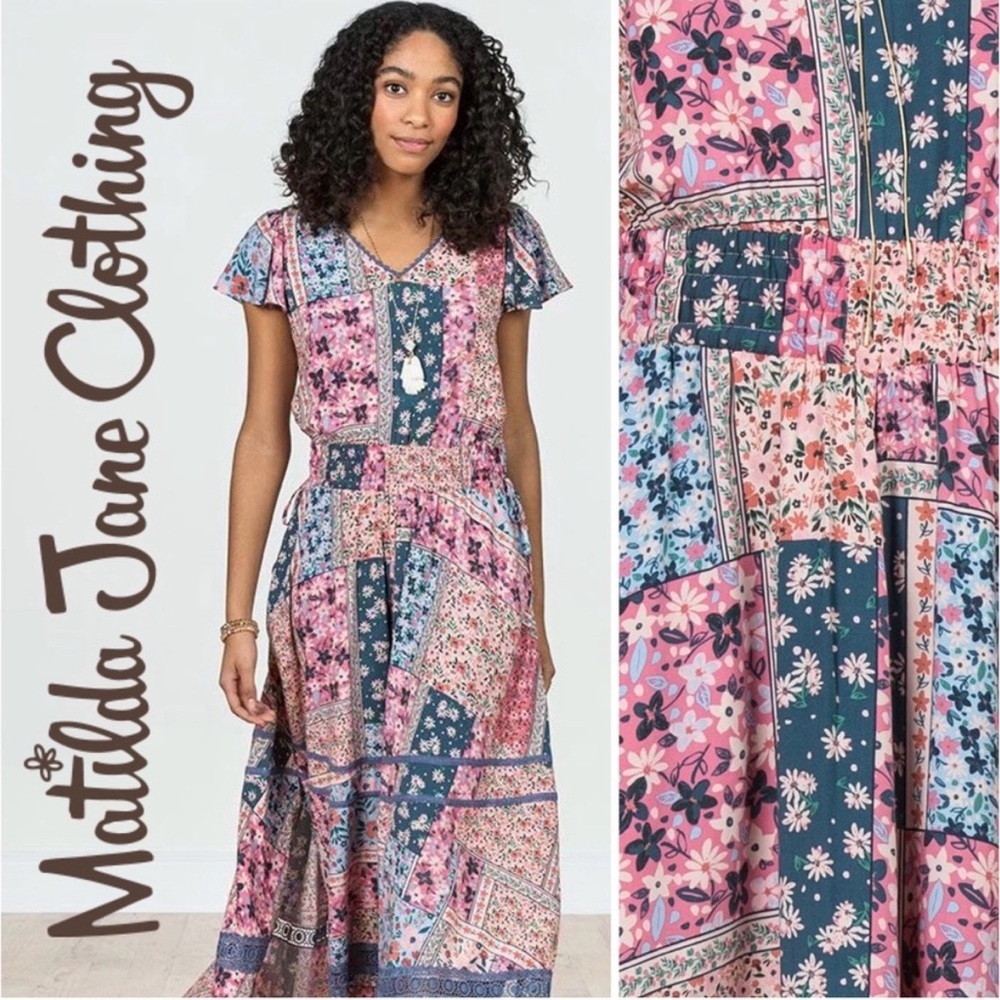 Matilda Jane 25617D The Wildlife Floral Patchwork Boho Maxi Dress Size Medium